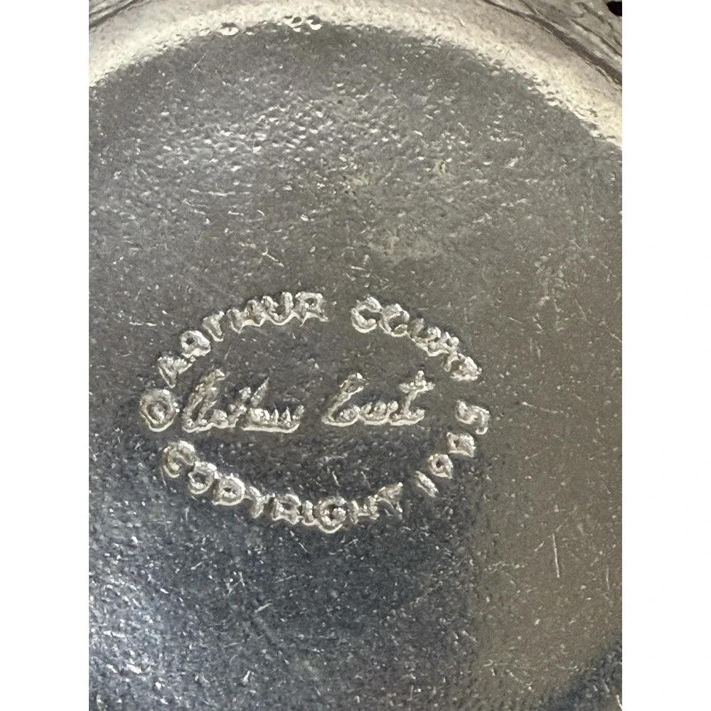 1995 Arthur Court Aluminum Bunny Rabbit and Rose Flower Bowl
